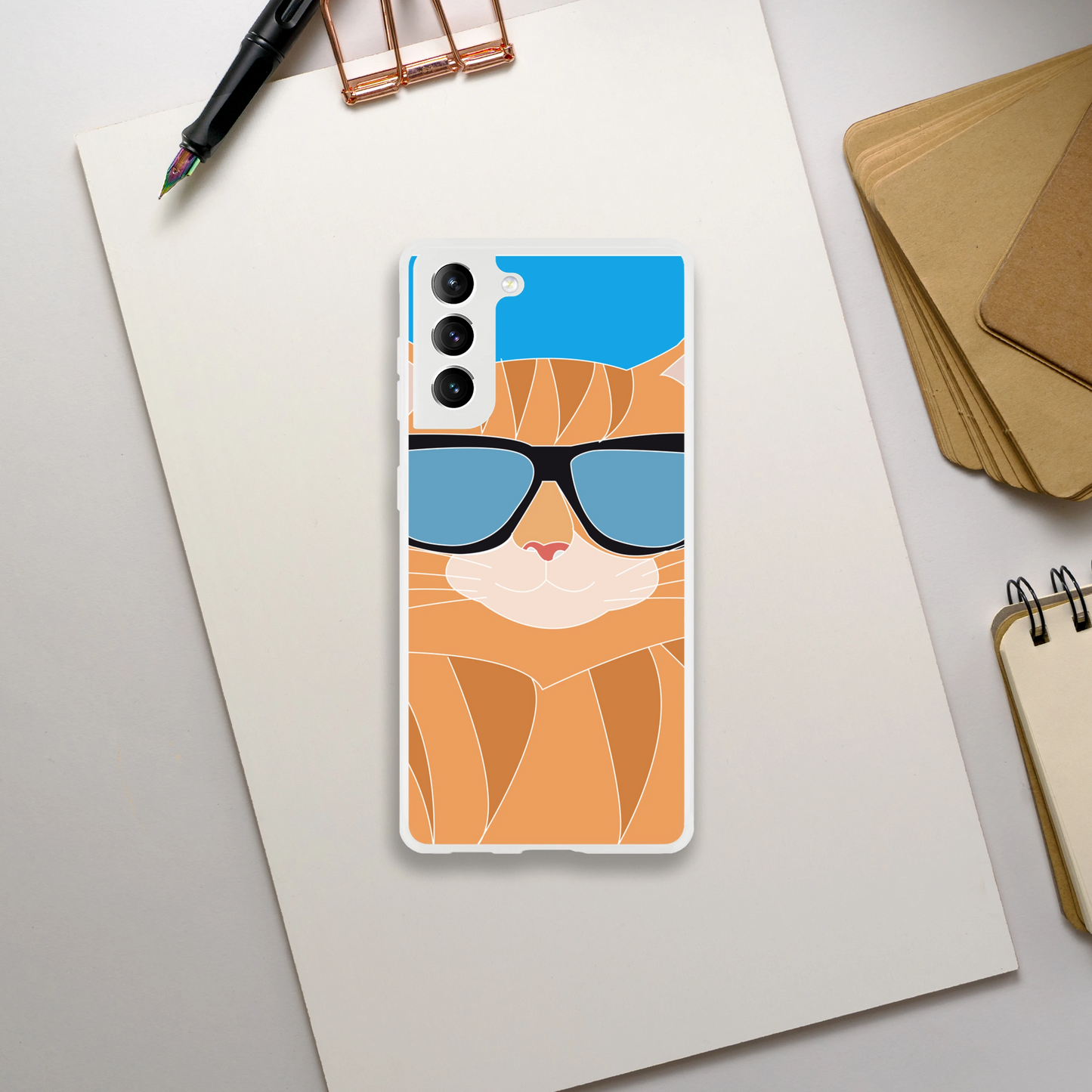 Cool Cat Phone Case — Funny Illustrated Sunglasses Cat Cover