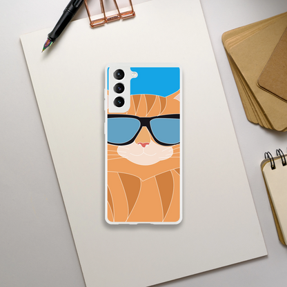 Cool Cat Phone Case — Funny Illustrated Sunglasses Cat Cover