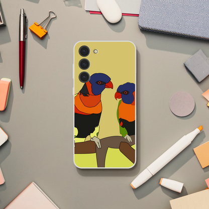 Lovebirds Phone Case — Colourful Illustrated Parrot Cover