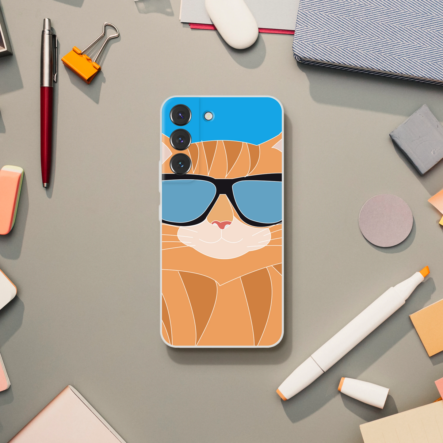 Cool Cat Phone Case — Funny Illustrated Sunglasses Cat Cover