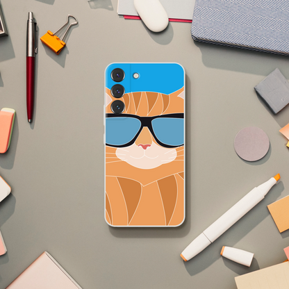 Cool Cat Phone Case — Funny Illustrated Sunglasses Cat Cover