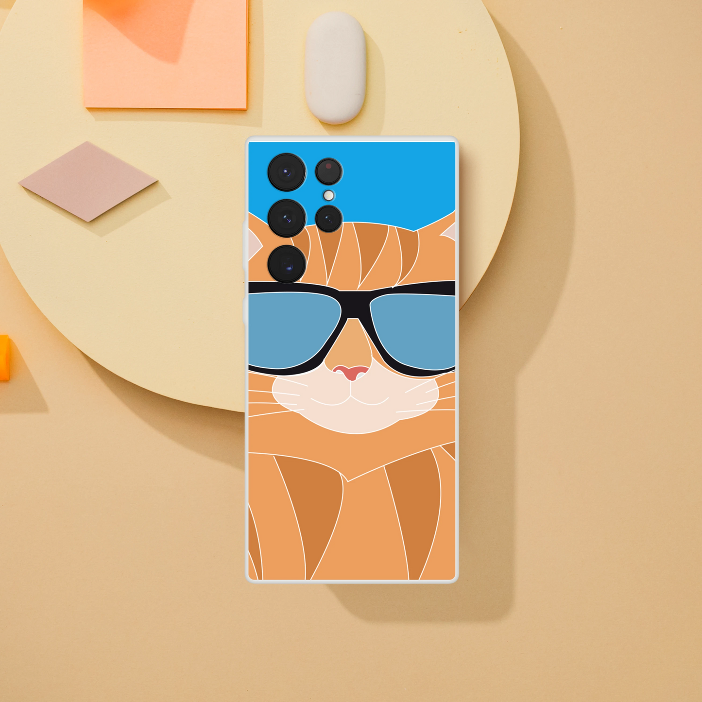 Cool Cat Phone Case — Funny Illustrated Sunglasses Cat Cover
