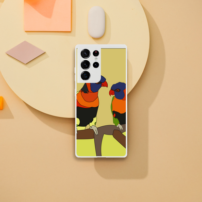 Lovebirds Phone Case — Colourful Illustrated Parrot Cover