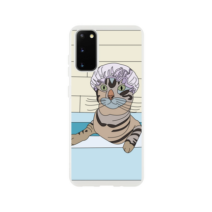 Bath Time Cat Phone Case — Whimsical Illustrated Animal Cover