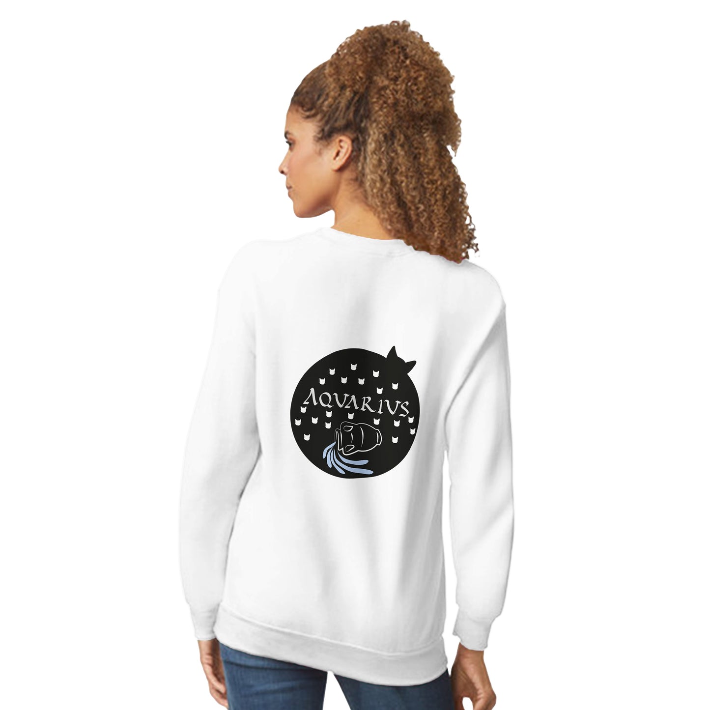 Aquarius Zodiac Sweatshirt - Zodiac Cat Design